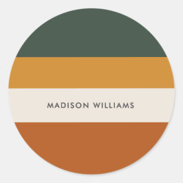 Farbblock Horizontaler Streifen Classic Round Stic Runder Aufkleber