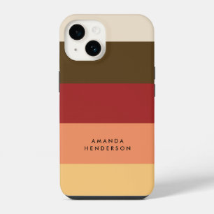 Farbblock Horizontaler Streifen Personalisierter N iPhone 14 Hülle