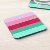 Farbblock Horizontaler Streifen Viva Magenta Frühj Getränkeuntersetzer (Linke Seite)