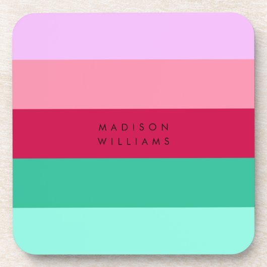 Farbblock Horizontaler Streifen Viva Magenta Frühj Getränkeuntersetzer (Vorderseite)