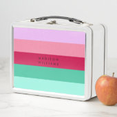 Farbblock Horizontaler Streifen Viva Magenta Frühj Metall Brotdose (Beispiel)