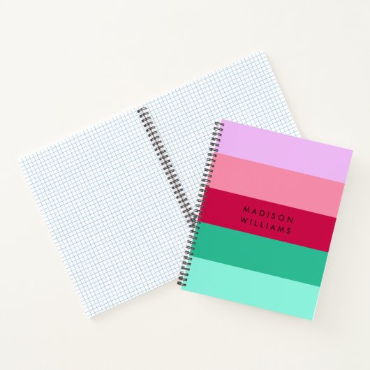 Farbblock Horizontaler Streifen Viva Magenta Frühj Notizblock (Innenseite)