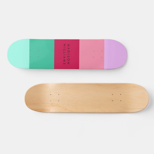 Farbblock Horizontaler Streifen Viva Magenta Frühj Skateboard (Horizontal)
