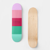 Farbblock Horizontaler Streifen Viva Magenta Frühj Skateboard (Vorderseite)