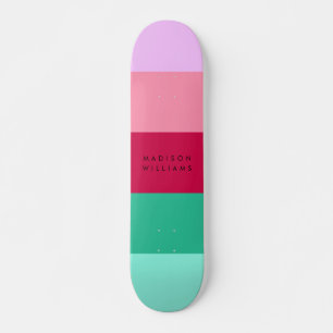 Farbblock Horizontaler Streifen Viva Magenta Frühj Skateboard