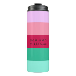 Farbblock Horizontaler Streifen Viva Magenta Frühj Thermosbecher