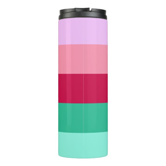 Farbblock Horizontaler Streifen Viva Magenta Frühj Thermosbecher (Rückseite)