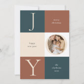 Farbblock-JOY-Neutral-Holiday-Foto Feiertagskarte (Vorderseite)