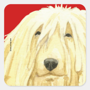 Farbblock Komondor Quadratischer Aufkleber