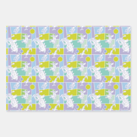 Farbblock Kuh und Hühnchen Geschenkpapier Set (Vorderseite)