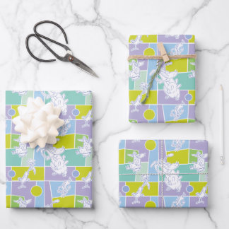 Farbblock Kuh und Hühnchen Geschenkpapier Set