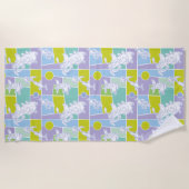 Farbblock Kuh und Hühnchen Strandtuch (Vorderseite)