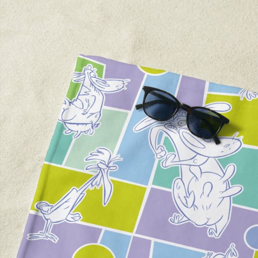 Farbblock Kuh und Hühnchen Strandtuch (Beispiel)