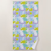 Farbblock Kuh und Hühnchen Strandtuch (Vorderseite)