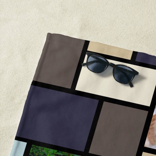 Farbblock Küstenstreifen Personalisiert 5 Foto Strandtuch (Beispiel)