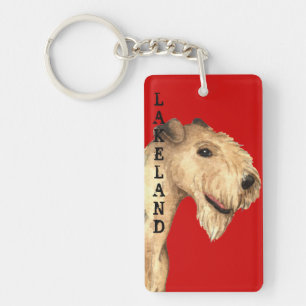Farbblock Lakelands Terrier Schlüsselanhänger