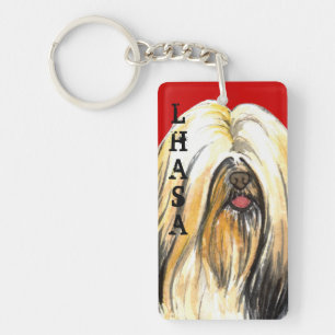 Farbblock Lhasas Apso Schlüsselanhänger