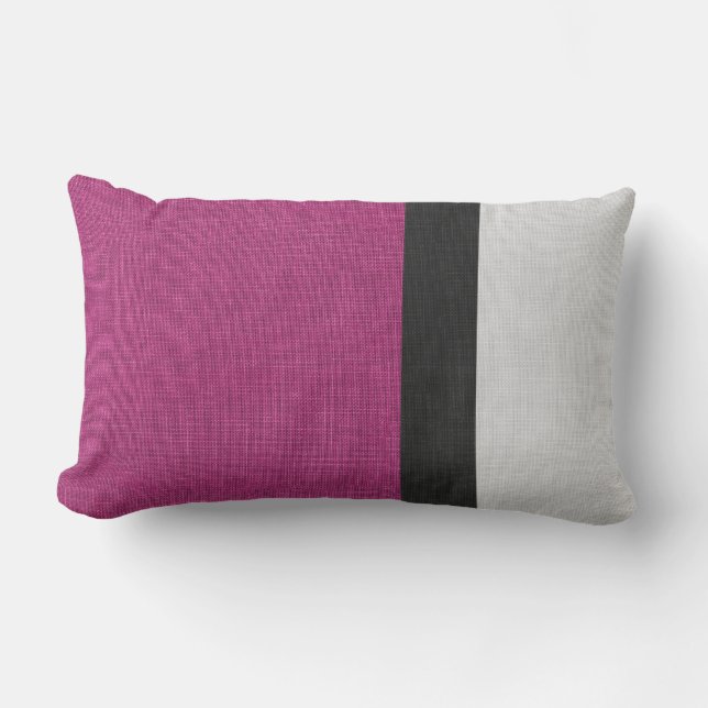 Farbblock Linen sehen Fuchsia Schwarz Grau Außenbe Kissen Für Draußen (Vorderseite)