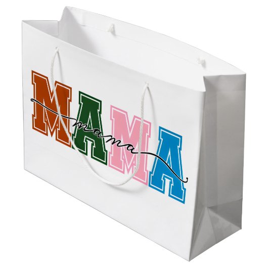 Farbblock MAMA Geschenktasche - Doppelseitig & fab Große Geschenktüte (Rückseite Schrägansicht)