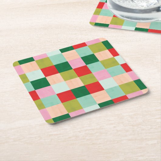 Farbblock Merry & Bright Rechteckiger Pappuntersetzer (angewinkelt)