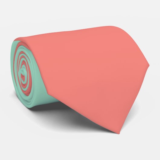 Farbblock Minze und Korallen Krawatte (Gerollt)
