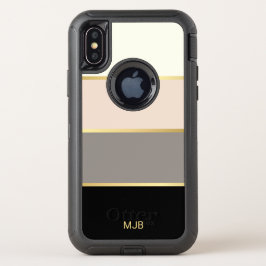 Farbblock mit breiten Streifen und Monogramm OtterBox Defender iPhone X Hülle