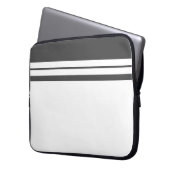 Farbblock mit dunkelgrauen Streifen Laptopschutzhülle (Vorderseite Links)