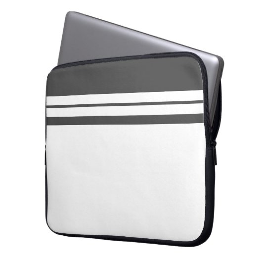 Farbblock mit dunkelgrauen Streifen Laptopschutzhülle (Vorderseite Links)