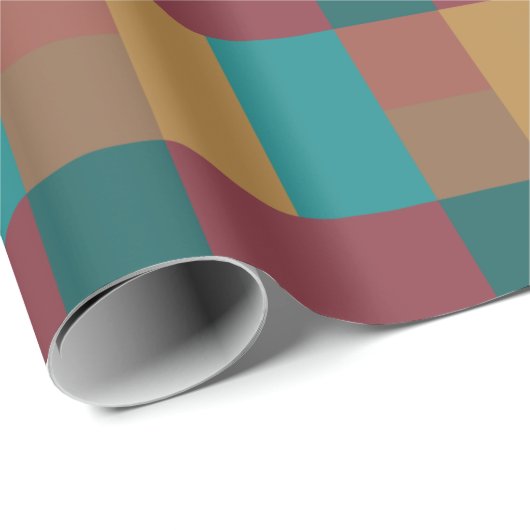 Farbblock mit grünem Rot-Rost-Türkis Geschenkpapier (Rolleneckpunkt)