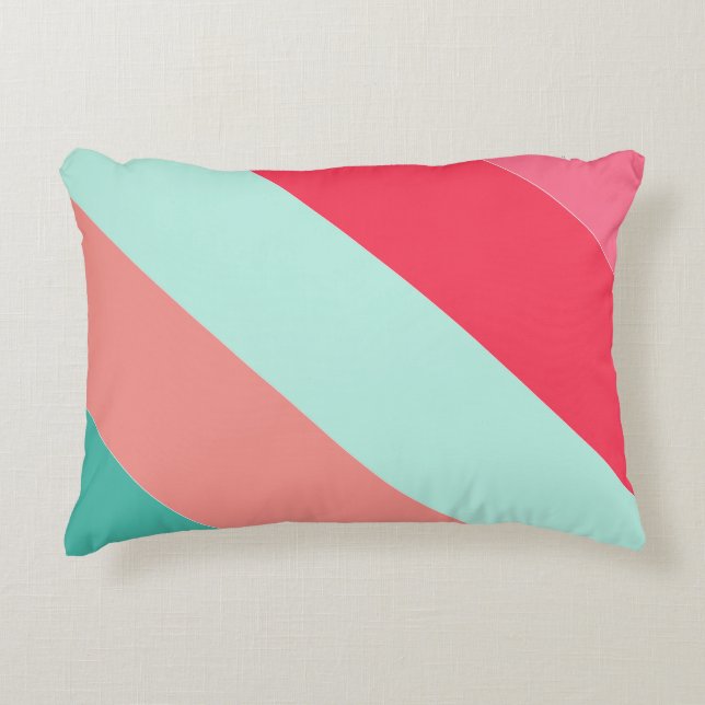Farbblock mit rosa und minzgrün gestrichenem Rand Dekokissen (Vorderseite)