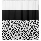 Farbblock mit schwarzem Leopard und weißem Leopard Duschvorhang (Vorderseite)