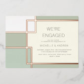 Farbblock Mitte Jahrhundert Moderne Verlobung Folieneinladung (Vorderseite)