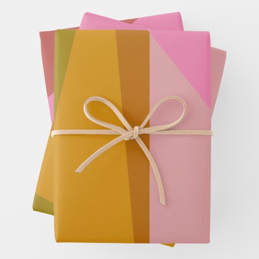 Farbblock Moderne geometrische Kunst in rot-grün  Geschenkpapier Set (Beispiel)