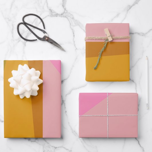 Farbblock Moderne geometrische Kunst in rot-grün Geschenkpapier Set (Vorderseite)