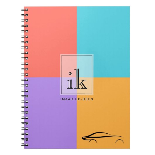 Farbblock Monogram-Notebook mit Art-Line-Funktion Notizblock (Vorderseite)