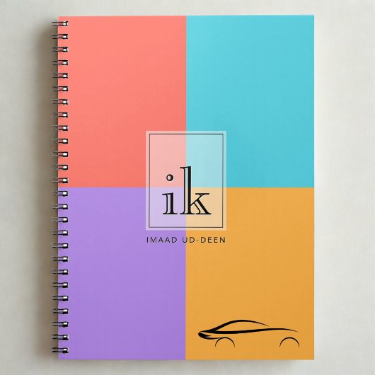 Farbblock Monogram-Notebook mit Art-Line-Funktion Notizblock