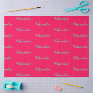 Farbblock-Monogramm auf heißem Fuchsia-Rosa Seidenpapier