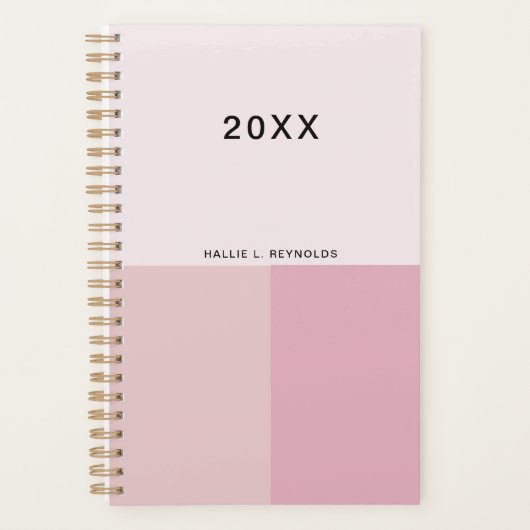 Farbblock Monogramm Blush Pastellfarben Pink Planer (Vorderseite)