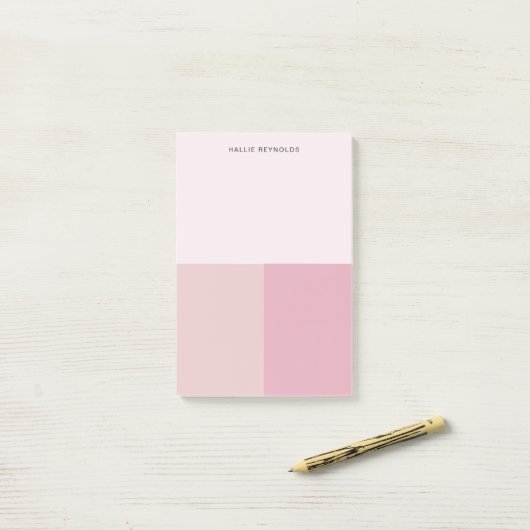 Farbblock Monogramm Blush Pastellfarben Pink Post-it Klebezettel (Auf Schreibtisch)