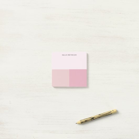 Farbblock Monogramm Blush Pastellfarben Pink Post-it Klebezettel (Auf Schreibtisch)