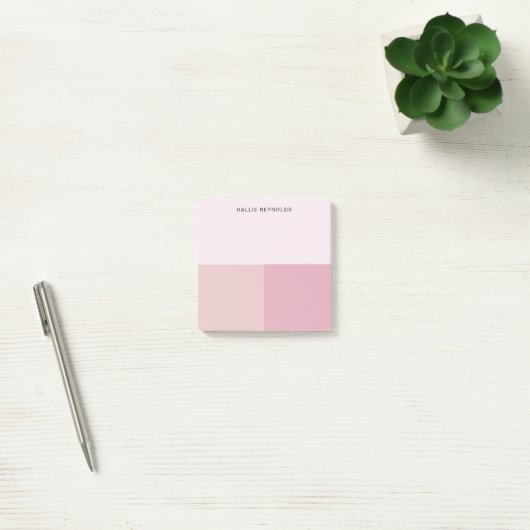 Farbblock Monogramm Blush Pastellfarben Pink Post-it Klebezettel (Büro)