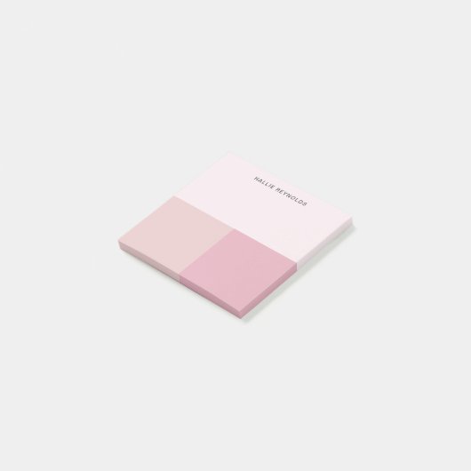 Farbblock Monogramm Blush Pastellfarben Pink Post-it Klebezettel (angewinkelt)