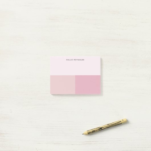 Farbblock Monogramm Blush Pastellfarben Pink Post-it Klebezettel (Auf Schreibtisch)