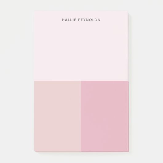 Farbblock Monogramm Rosé Pastell Blassrosa Post-it Klebezettel (Vorderseite)