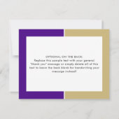 Farbblock-Note-Karte für lila und Gold-Uni Mitteilungskarte (Rückseite)