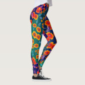 Farbblock Oversifizierter Mohndruck Leggings (Rechts)