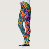 Farbblock Oversifizierter Mohndruck Leggings (Links)