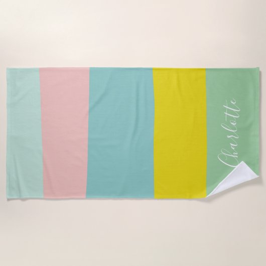 Farbblock-Paste Personalisierter Sommerstreifen Strandtuch (Vorderseite)