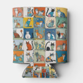 Farbblock-Patchwork-Blumenmuster für Katzen setzen Dosenkühler (Rückseite)