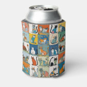 Farbblock-Patchwork-Blumenmuster für Katzen setzen Dosenkühler (Kanne Rückseite)
